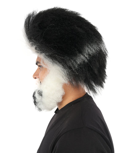 HPO Adult Men's Hillbilly Wig, Mustache & Beard Set | Straight Multicolor Hair with Matching Mustache, Beard & Sideburns | Synthetic Wig for Cosplay, Halloween & Roleplay