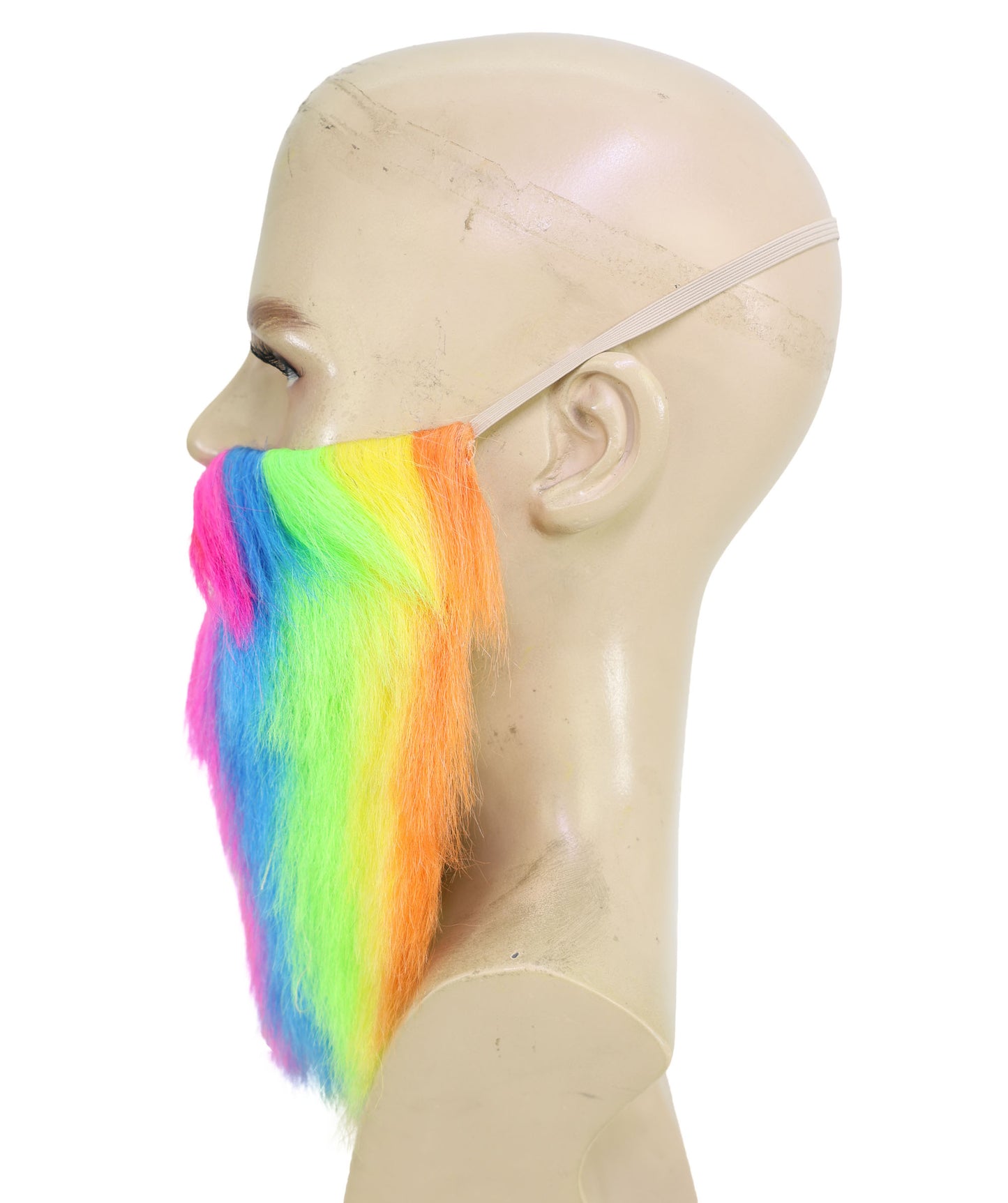 HPO Men’s Bright Rainbow Party Beard & Mustache Set | Rainbow Faux Facial Hair Accessory | Event Outfit Use for Cosplay, Parties & Performance Appearances