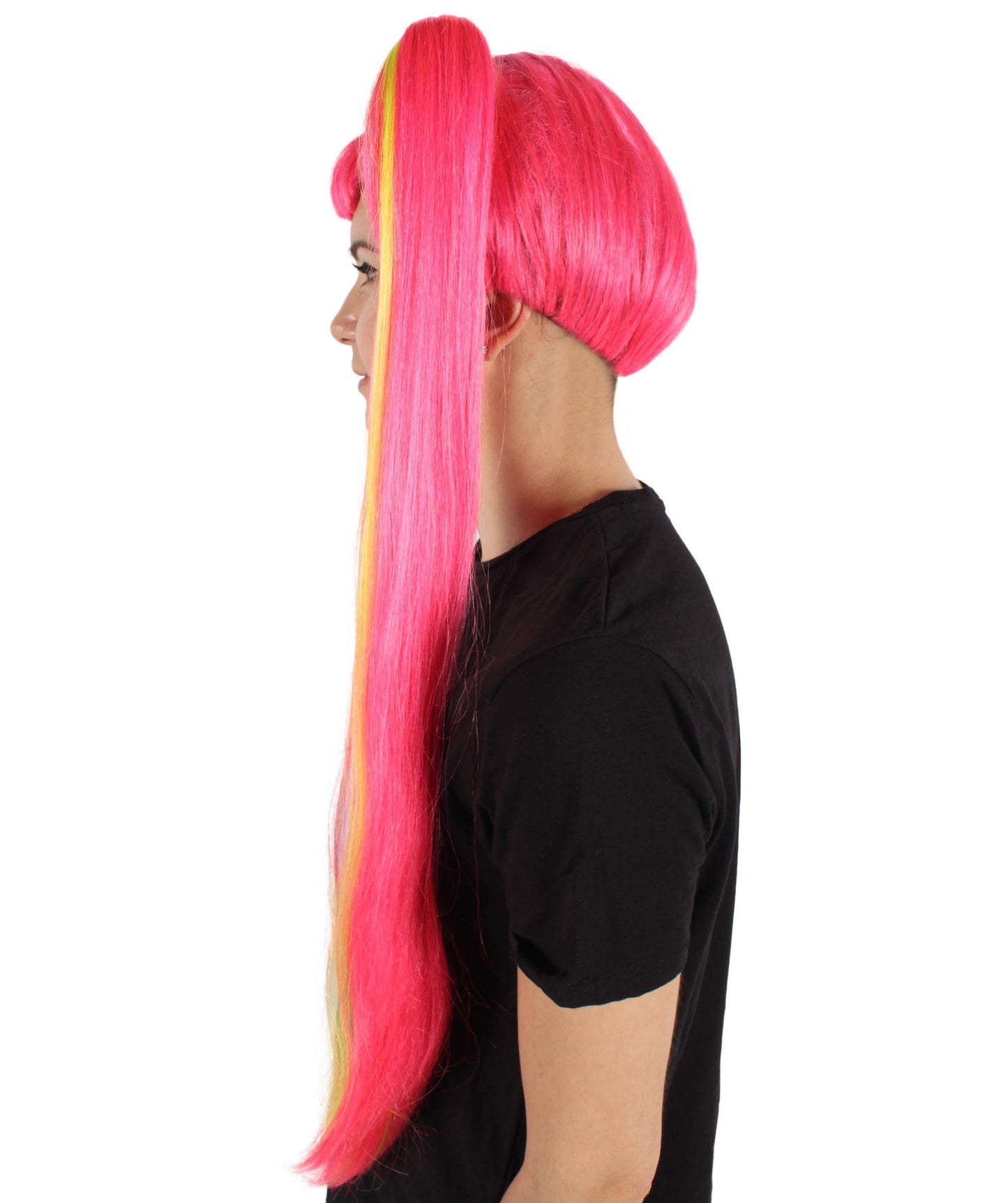 HPO Women's Long Red Pigtail Wig | Perfect for Halloween | Flame-retardant Synthetic Fiber