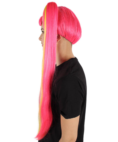 HPO Women's Long Red Pigtail Wig | Perfect for Halloween | Flame-retardant Synthetic Fiber