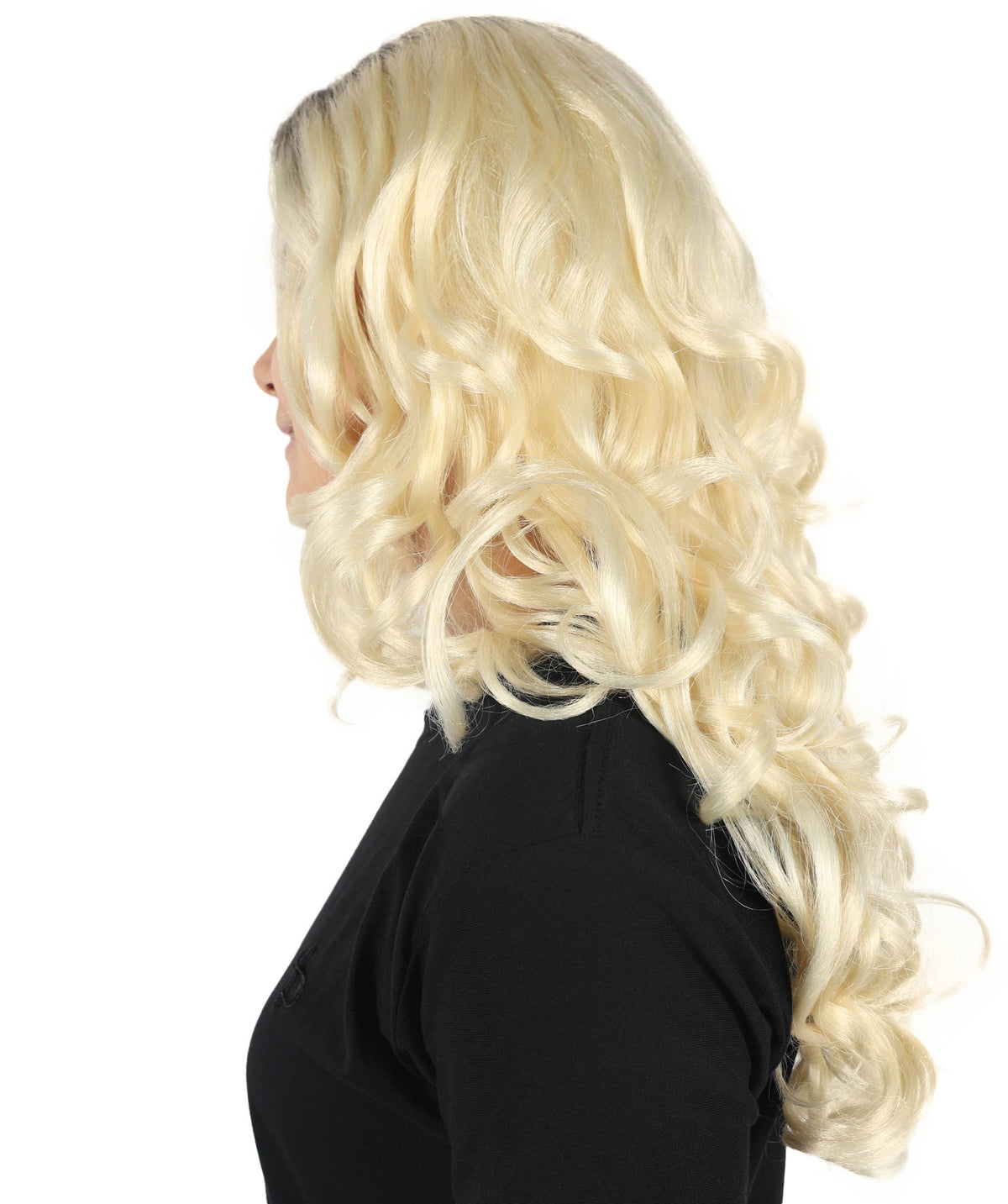 HPO Women's Sabrina Carpenter-Inspired Platinum Brown and Blonde Wavy Wig for Glamorous Events Breathable Caples Cap Flame-Retardant Synthetic Fiber Hair