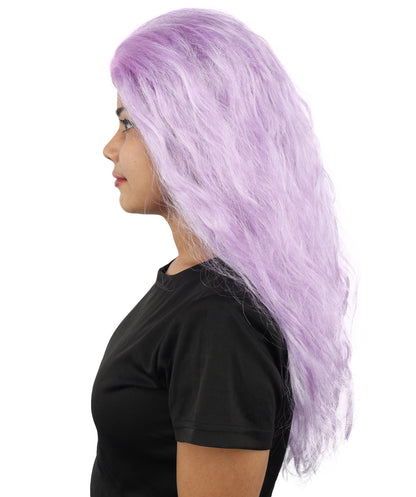 HPO Women’s Pink Long Wavy Wig | 25 Inch Long Hair with Capless Cap Design | Ideal for Playful at Halloween Cosplay, and Themed Parties
