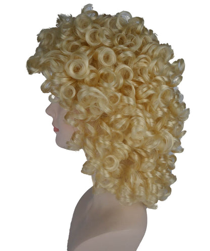 HPO Women's Medium Curly Olympian Lady Wig Collection | Fancy Halloween Wigs | Premium Breathable Capless Cap