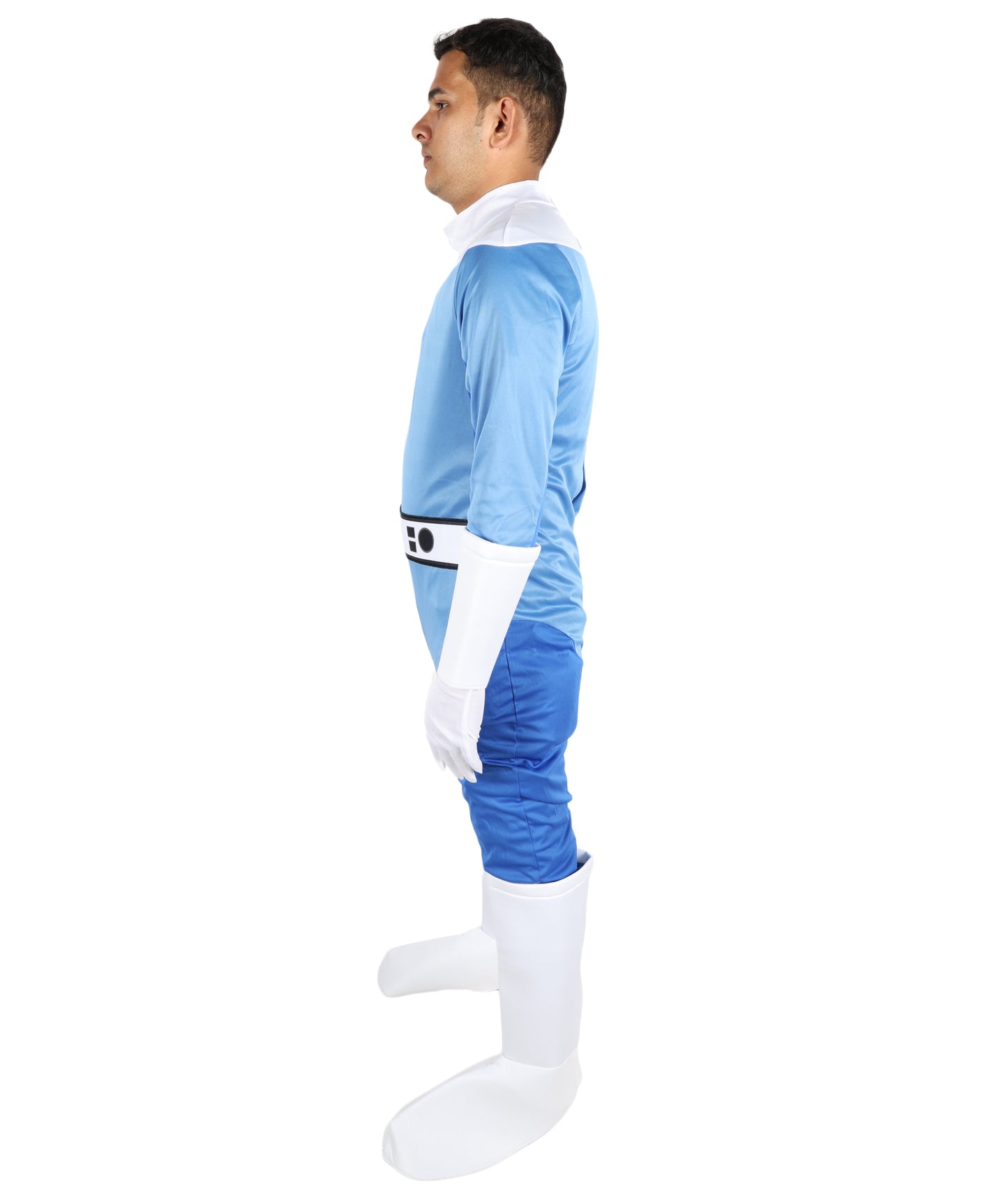 HPO Men’s Ultimate Sci-Fi Team Blue and White Costume | 3-in-1 Jersey Dress with Hand Gloves | Futuristic Cosplay Outfit