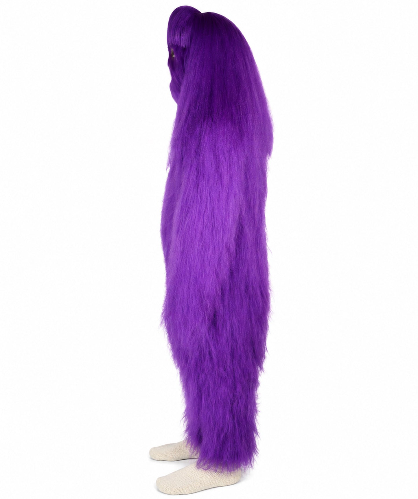 HPO Unisex Extreme Hairy Person Costume, Mask and Bundle - Full-Body Hair Suit Extra-Long Ash Brown Costume Wig for Halloween, Cosplay & Parties