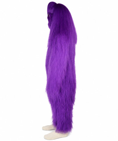 HPO Unisex Extreme Hairy Person Costume, Mask and Bundle - Full-Body Hair Suit Extra-Long Ash Brown Costume Wig for Halloween, Cosplay & Parties