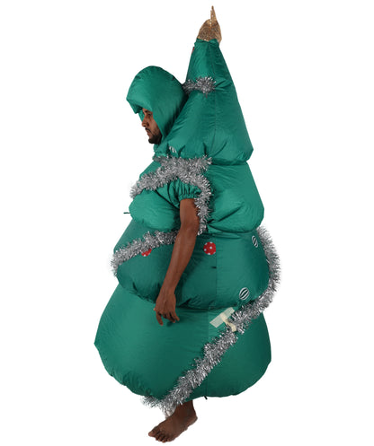 HPO Adult Unisex Christmas Tree Costume | Green Tunic with Ornaments, Star & Garland | Fun Holiday Party Outfit for Xmas Events, Parades