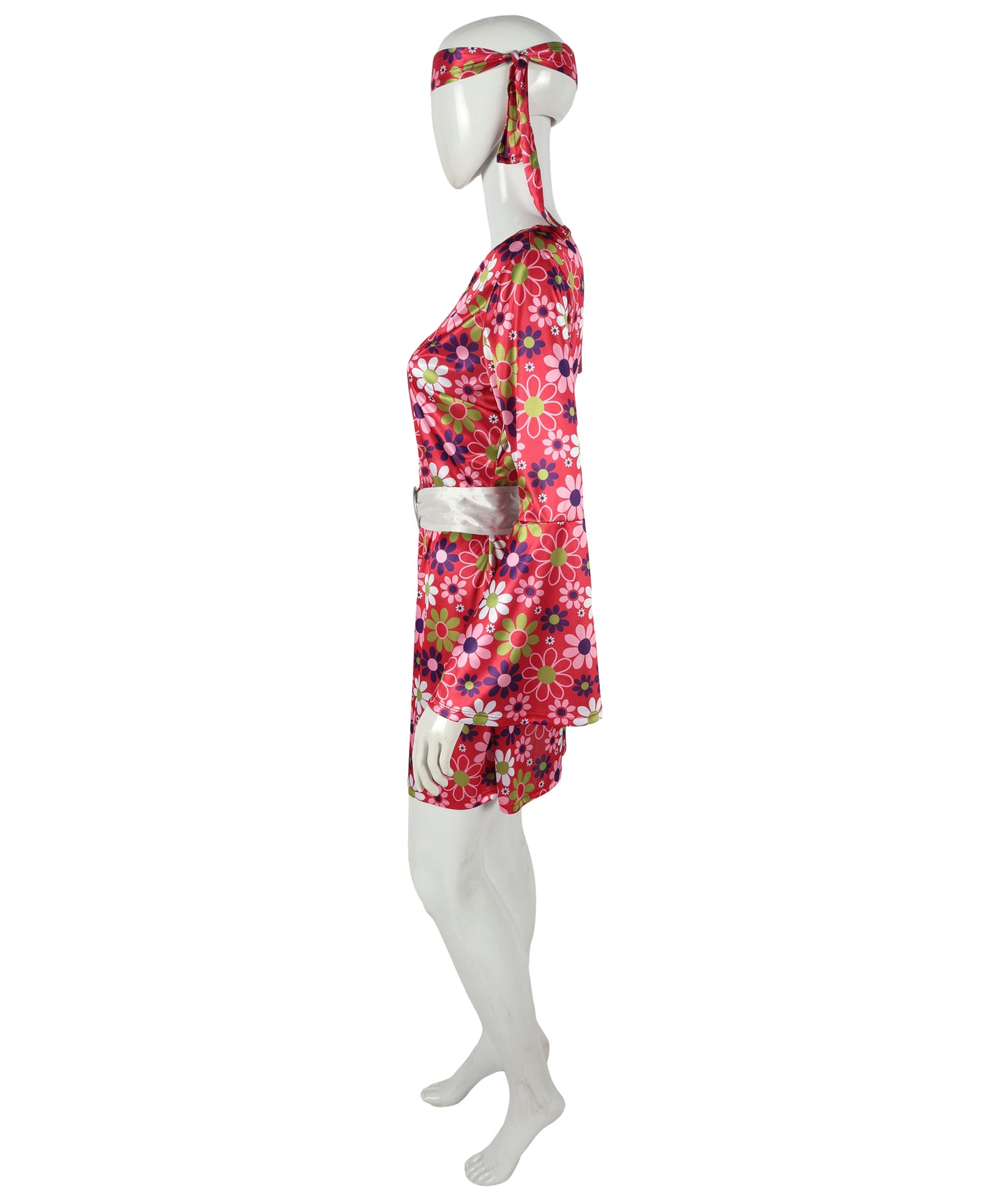 HPO Adult 60s Inspired Girl Dress with Headband & Belt | Swing Vintage Costume Outfit | Lightweight, Comfortable for Halloween, Cosplay, Parties & Stage