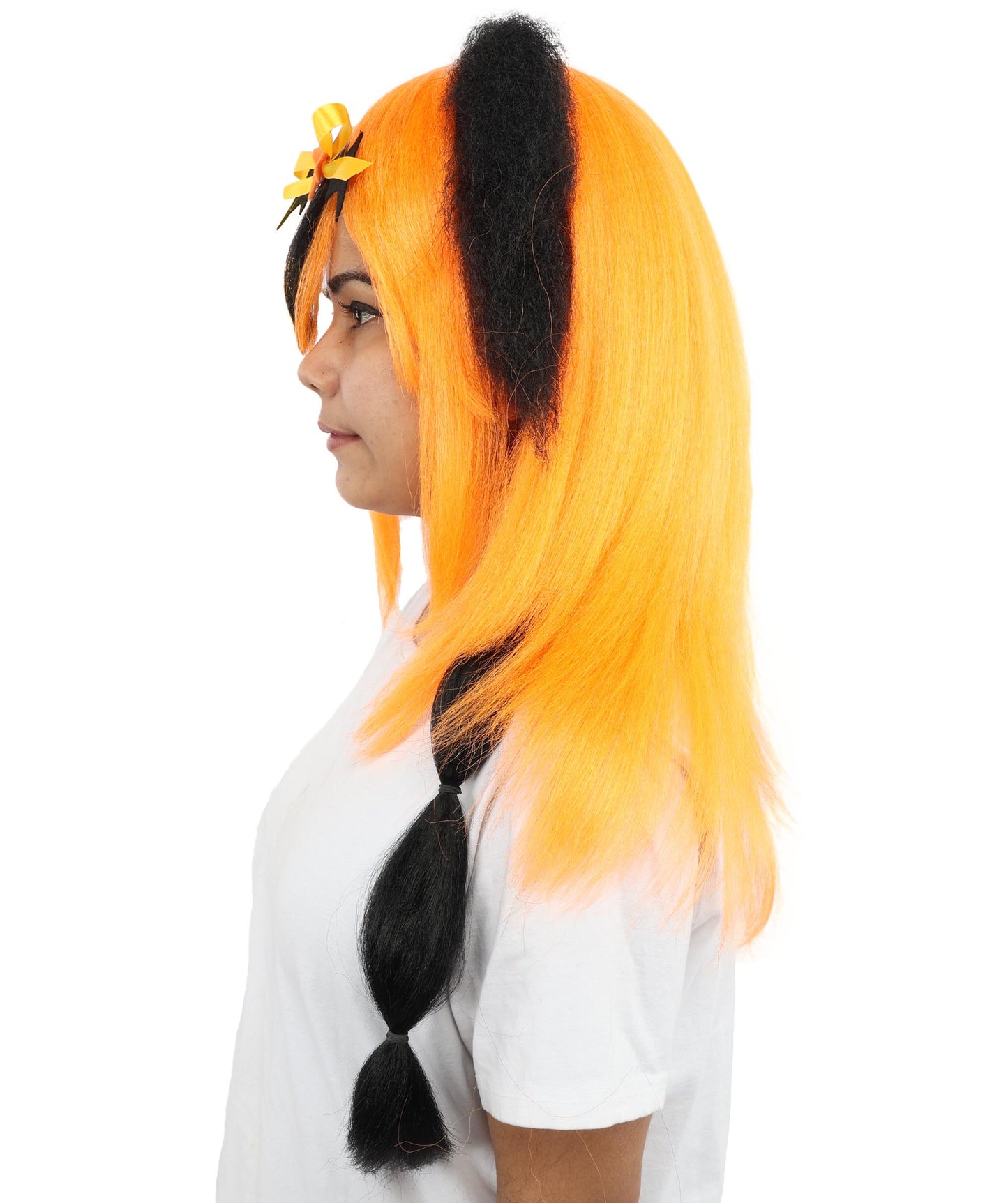 HPO Women's Romantic Multicolor Women's Princess Wig | Long Loose Ringlets with Half-Up Ponytail Styling | Fairytale Cosplay and Theatrical Productions.