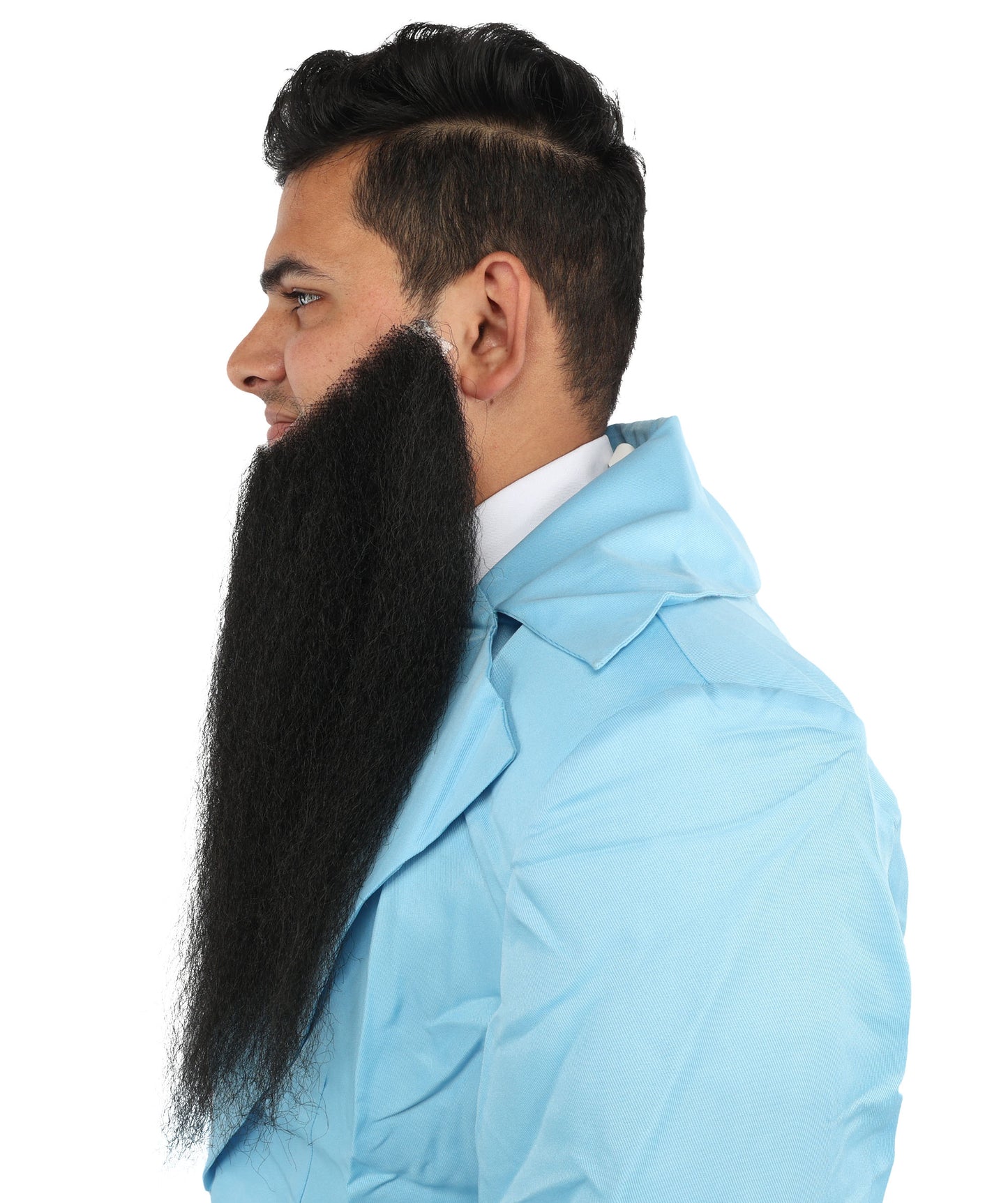 HPO Adult Men's Human Hair Beard Natural Black Facial Hair I Perfect for Halloween and Cosplay