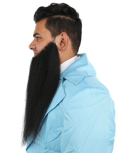 HPO Adult Men's Human Hair Beard Natural Black Facial Hair I Perfect for Halloween and Cosplay