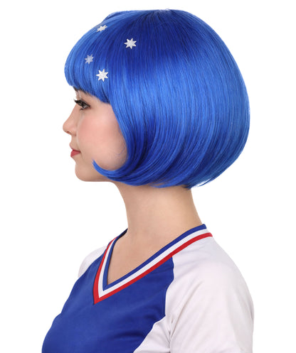 Australia Flag Sport Party Bob Wig | Patriotic Country Halloween Wigs | Premium Breathable Capless Cap