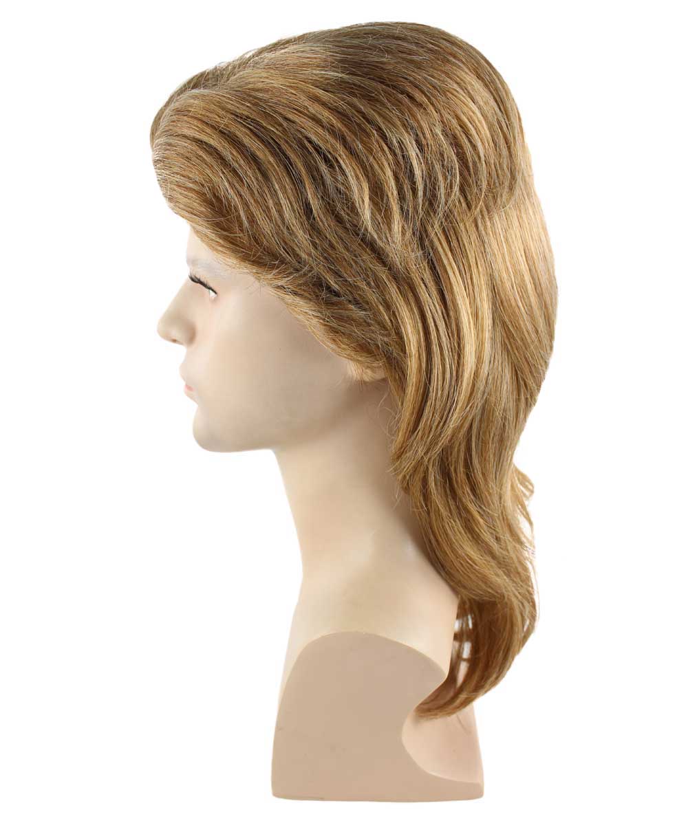 Men's 80's Mullet Wig Brown | Premium Breathable Capless Cap