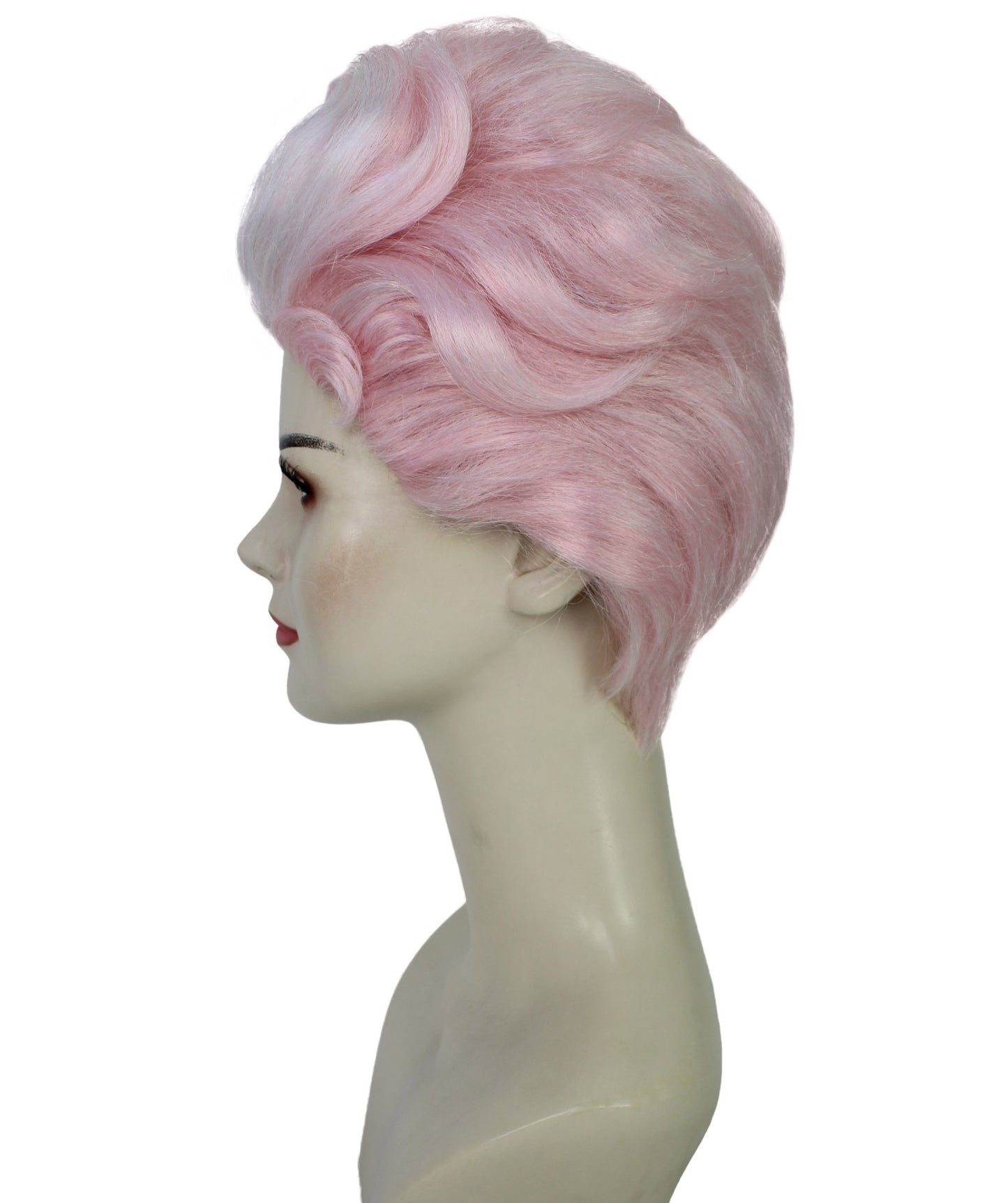 HPO Adult Women’s Retro Pink Sculpted Pompadour Wig | High-Fashion Synthetic Wig for Drag & Glam | Ideal for Halloween
