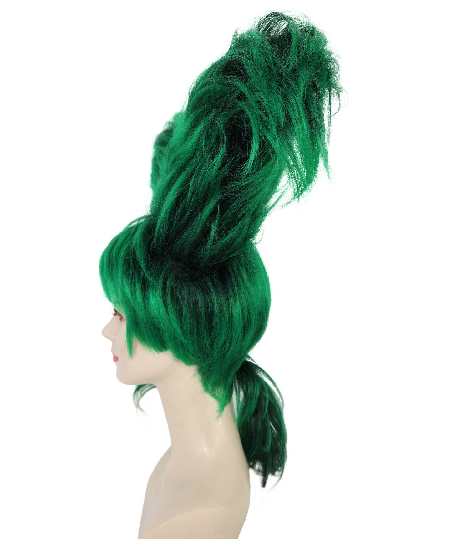 HPO Women’s Artistic Hair Sculpture Black& Green Mixed Wig | Creative Shaped Hairstyle | Synthetic Fiber Hairpiece with Adjustable Cap for Cosplay, Parties & Stage