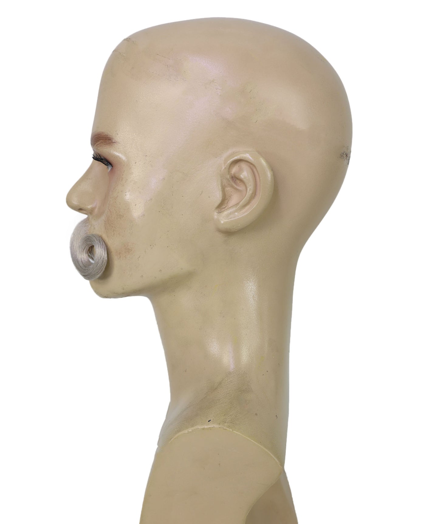 Men’s Grey Theatrical Curled Handlebar Mustache | Cosplay Facial Hair | Perfect for Halloween