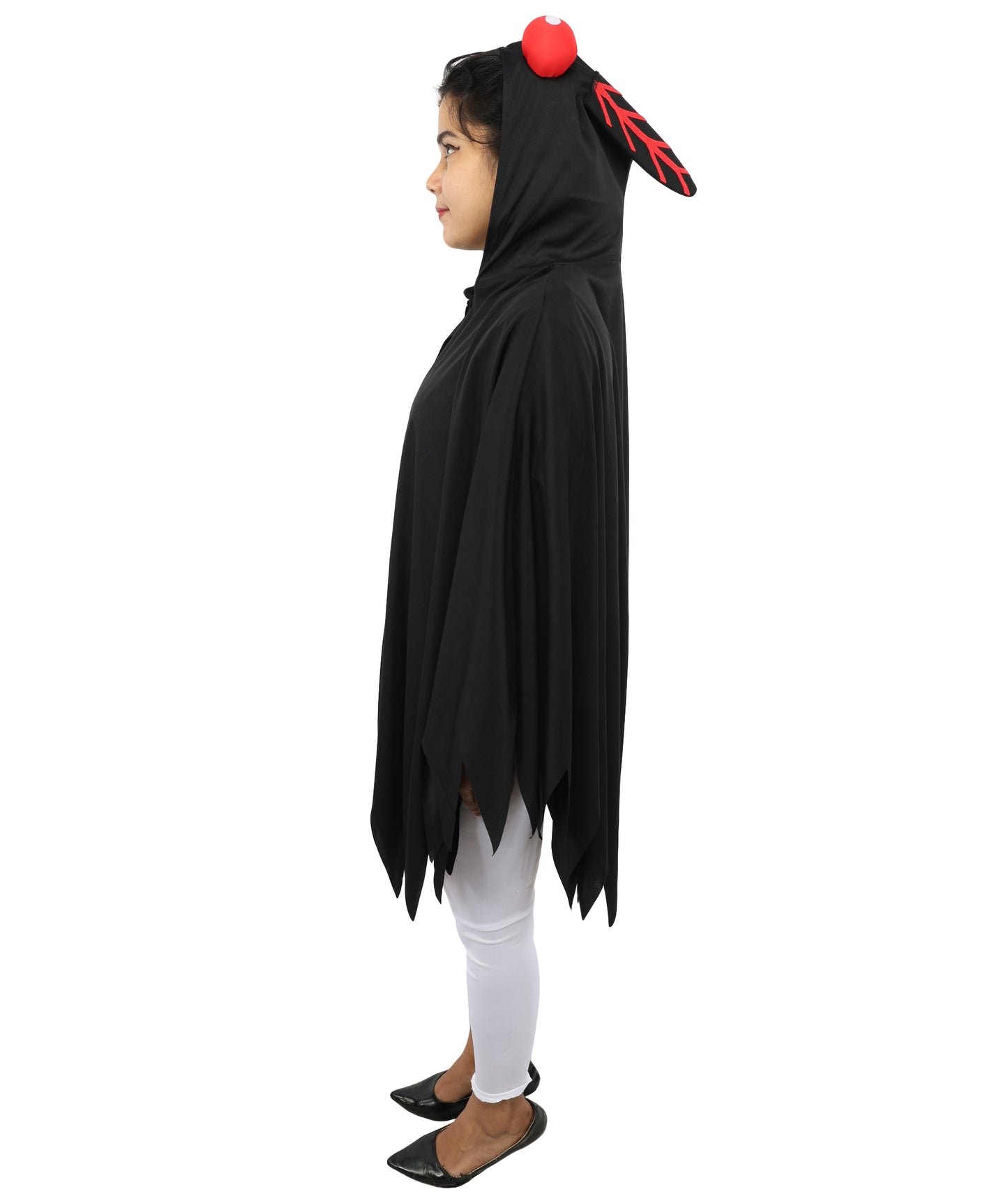 HPO Unisex Mystic Winged Creature Costume | Black Hooded Cape with Feather Details | Halloween, Cosplay, Parties & Themed Roleplay Outfit