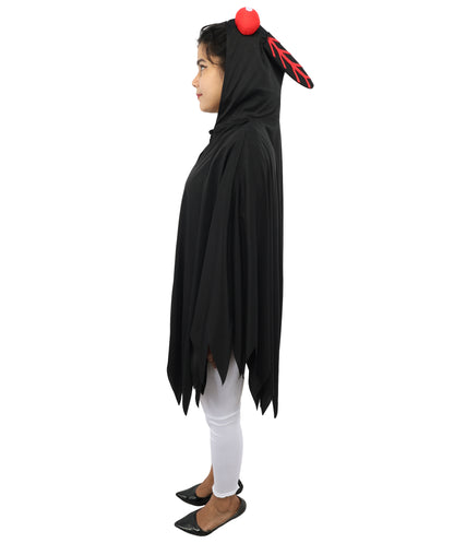 HPO Unisex Mystic Winged Creature Costume | Black Hooded Cape with Feather Details | Halloween, Cosplay, Parties & Themed Roleplay Outfit