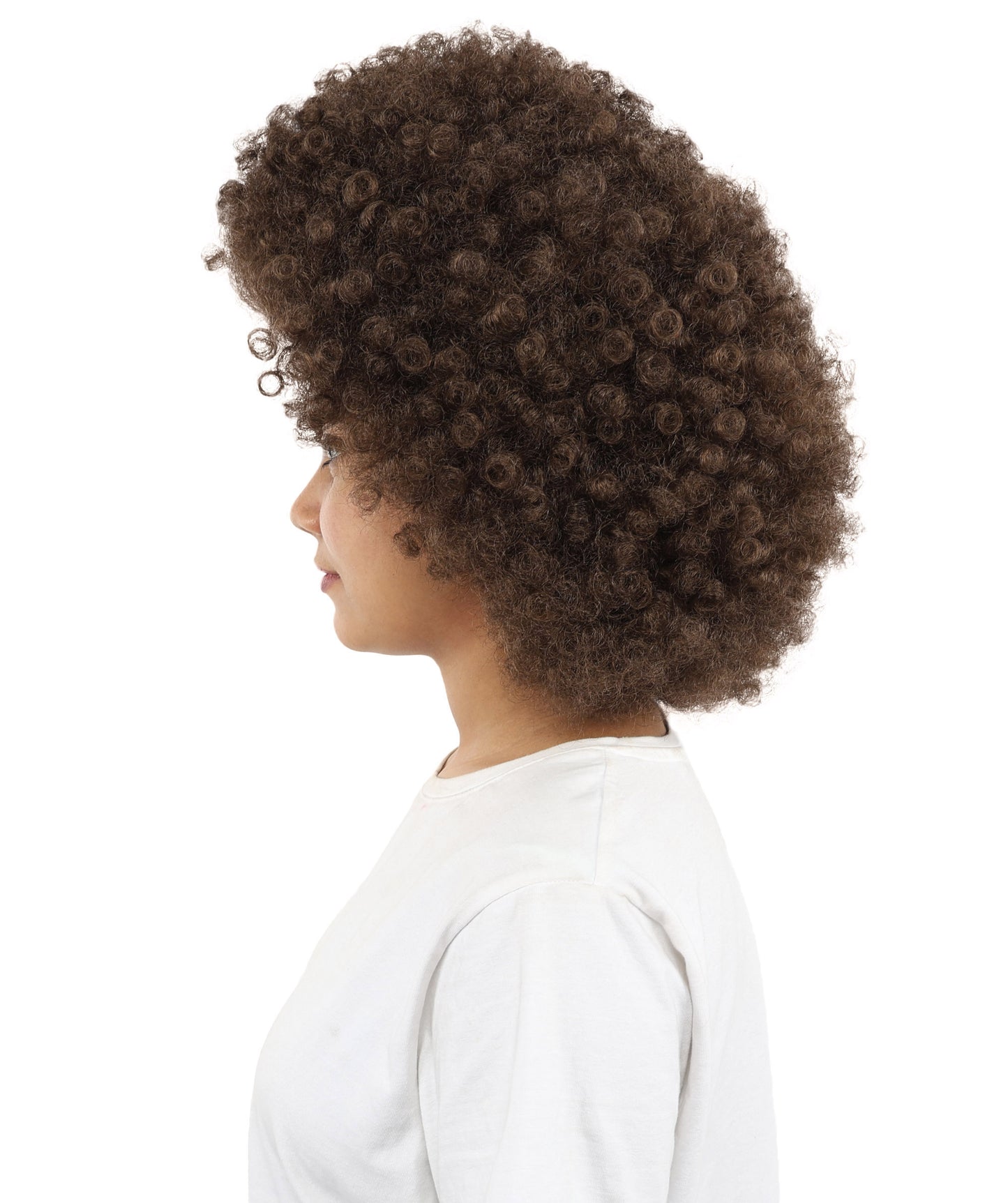HPO Women’s 15 Inch Curly Ash Brown Mixed Afro Wig – Synthetic Lightweight Retro Hair Capless Cap | Ideal for Parties, Dress-Up, and Cosplay Looks