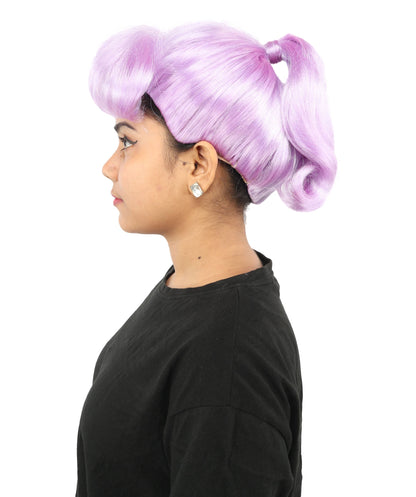 HPO Adult Women's Retro Pin-Up Wig | Multicolor Options, create of synthetic fiber, vintage curled bumper bangs with rolled back, breathable base | Party, Halloween, theater, drag, performance, costume events