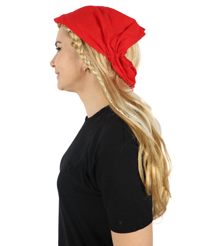 HPO Adult Women's Pirate Princess 21 inch Long Wavy Multiple Wig with Red Bandana | Halloween & Cosplay Wig's | Flame-retardant Synthetic Fiber
