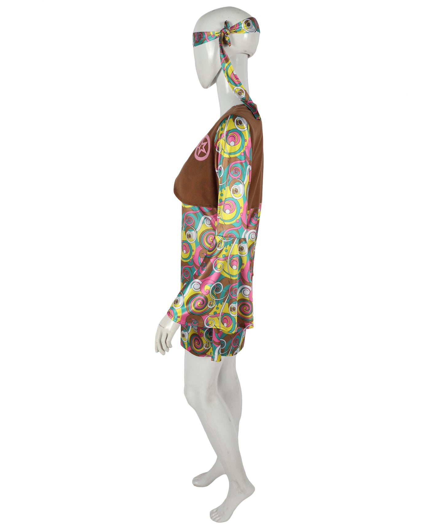 HPO Adult Women’s 60’s Hippie Costume Set | Retro Flower Power Outfit | for Halloween, Themed Parties, Stage & Roleplay