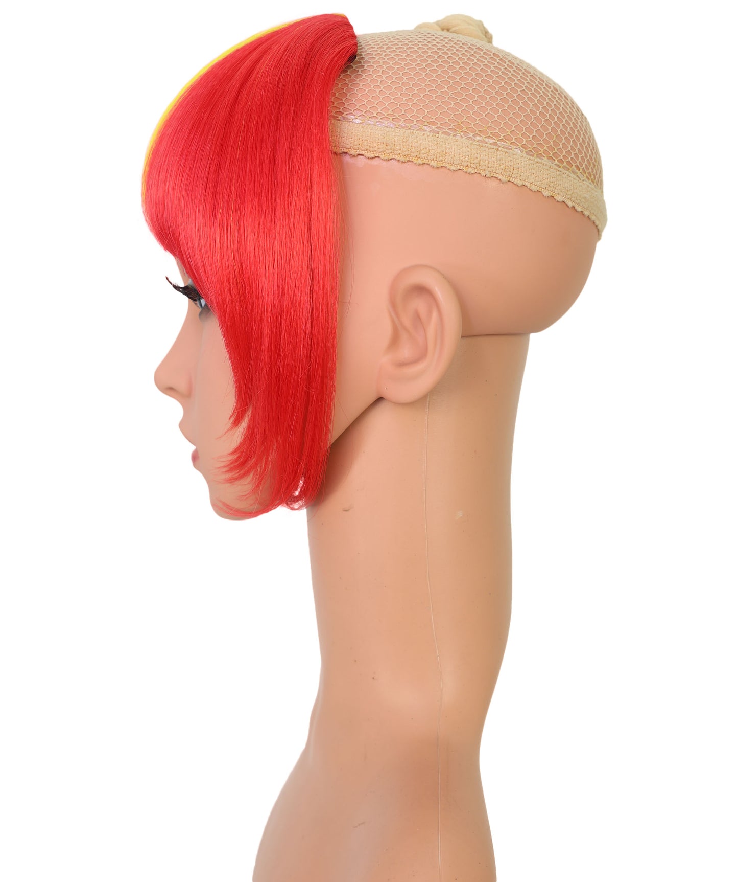 HPO Women's Short Straight Belgium Flag Wig – Tricolor Fringe Style | Ideal for Sports Fans & National Celebrations