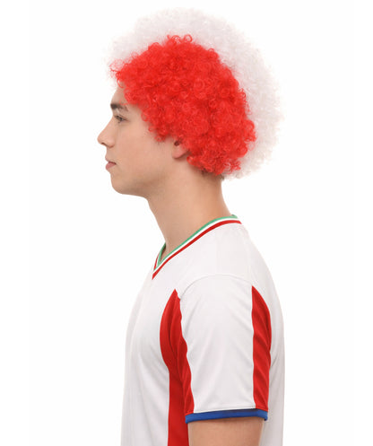 Peru Flag Sport Afro Wig |  Jumbo Red White Wig