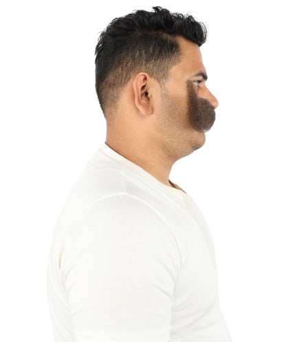 HPO Adult Men's Giant Mustache | Multiple Color Options | Self-Adhesive Fake Mustache | Realistic Costume Facial Hair Accessory for Halloween, Parties & Roleplay