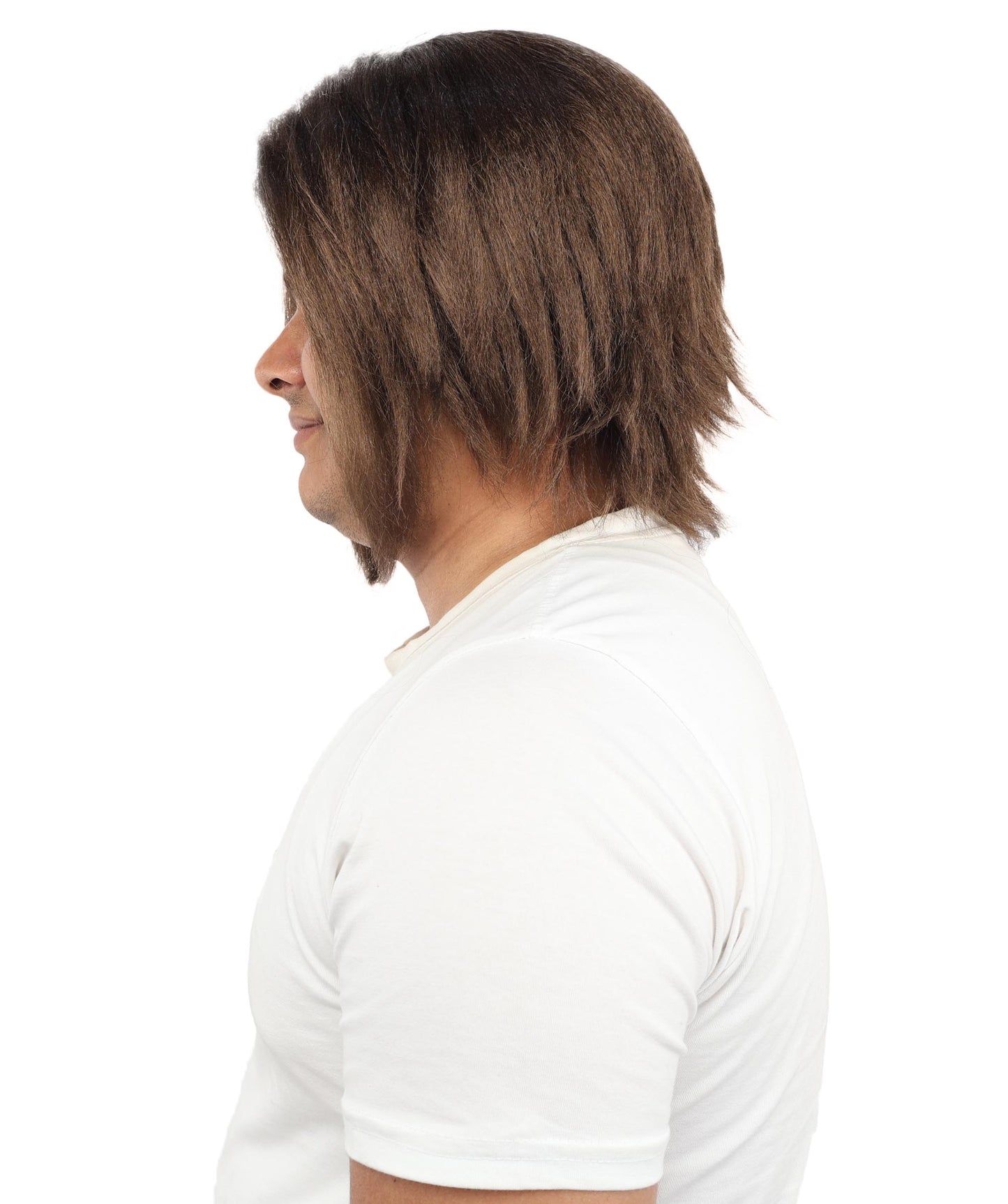 HPO Men's Two Tone Black & White Layered Anime Hair | Frosted Tips Messy Style, Natural Matte Finish, Adjustable Interior Net & Durable Strands | Carnival, Dress Up, Fantasy Conventions, Theater & Photo Shoots