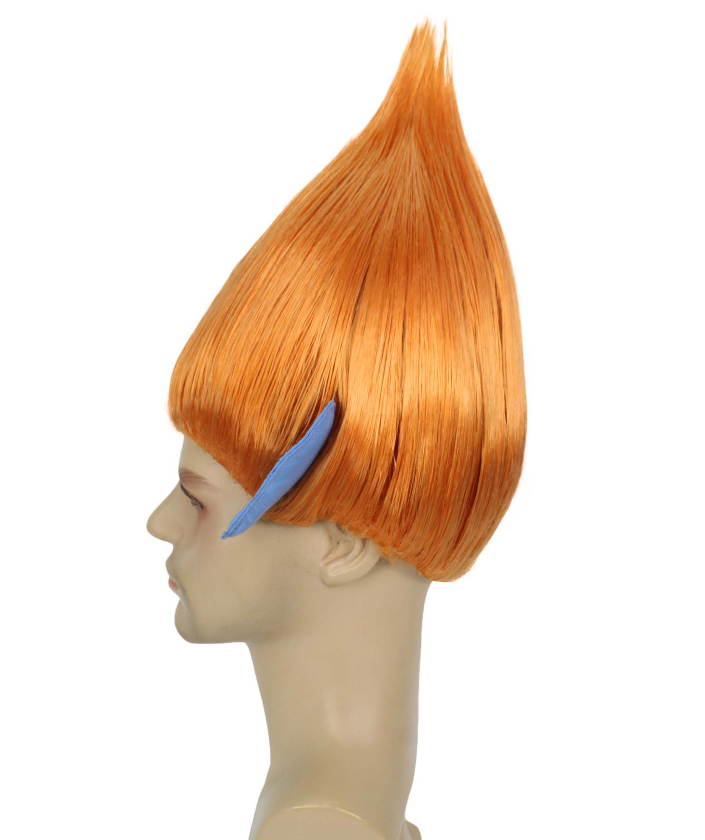 HPO Men's Pointy Diamond Guy Troll Wig with Blue Ears,Multiple Color,Flame-Retardant Synthetic Fiber