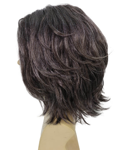HPO Haunted Dark Grey Curly Ghost Wig | Scary Cosplay & Halloween | Messy Shoulder-Length Wig with Pale Skin Look