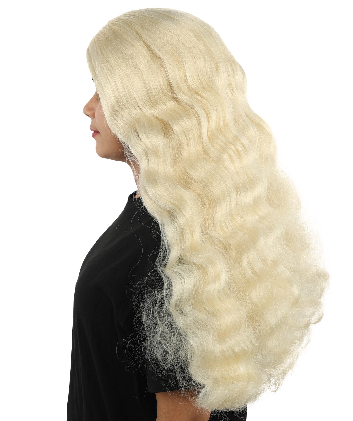 HPO Adult Women's Long Wavy Wig | Multiple Color Options | Center Parted Ginger Curls with Voluminous Ends, Heat Resistant Synthetic Fiber & Breathable Cap | Halloween, Teen Roleplay, Theater, Themed Party & Costume Events