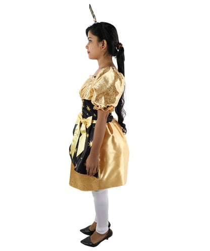 HPO Women’s Golden Warrior Dress Costume with Headband | Elegant Historical Style Outfit | Ideal for Parties and Events
