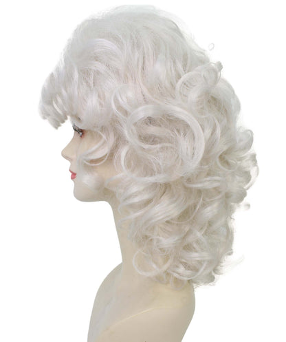 HPO  Women’s Puffy Wavy Country Music Star White Wig