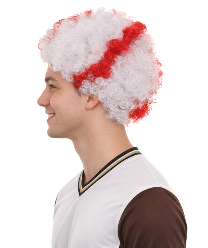 England Sport Afro Fun Wig | Red White Jumbo Wig