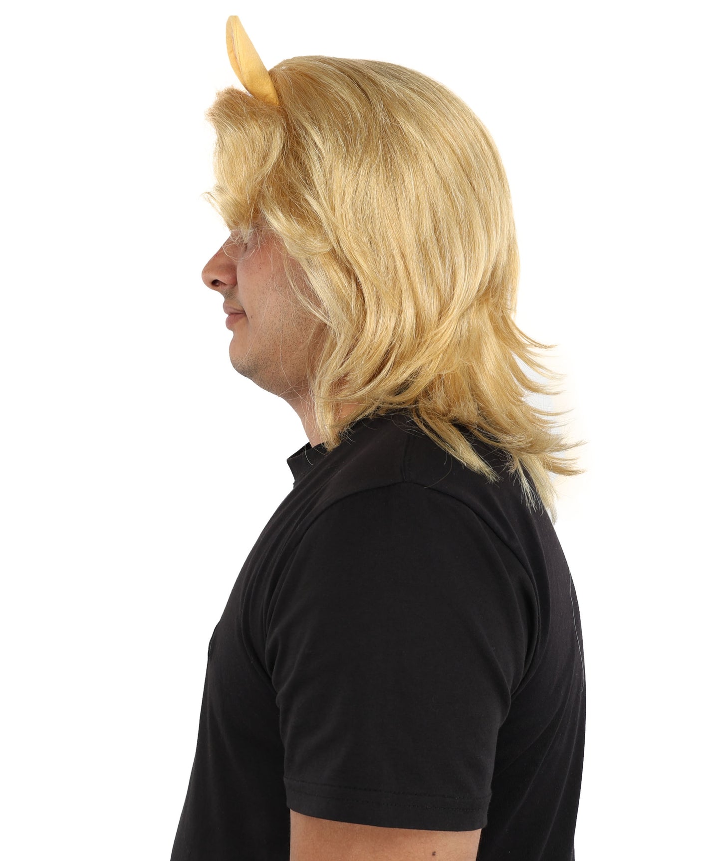 Medium Blonde Layered Fantasy Wig For Men's | Extended Length Hairpiece with Defined Layers | Styling for Theme Events, Stage Roles & Parties