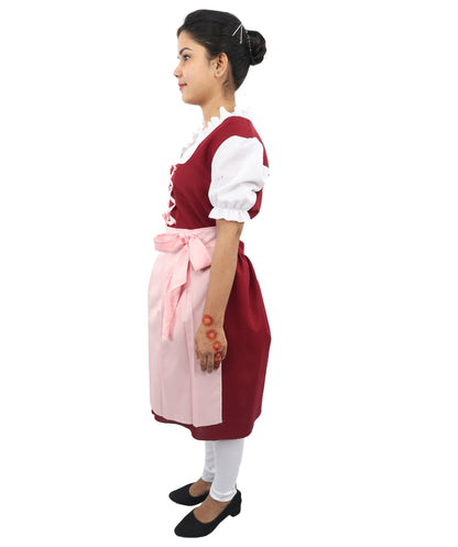 HPO Women’s German Dirndl Dress Red & Pink Costume – Traditional Oktoberfest Outfit