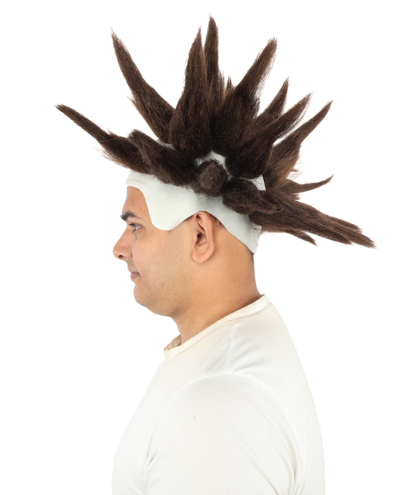 HPO Adult Men's Spiky Bald Illusion Wig | Multiple Color Options  |  Two-tone vibrant hue, create of synthetic fiber, stiff spiked volume, integrated forehead piece | Party, Halloween, theater, drag, performance, costume events