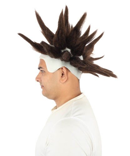 HPO Adult Men's Spiky Bald Illusion Wig | Multiple Color Options  |  Two-tone vibrant hue, create of synthetic fiber, stiff spiked volume, integrated forehead piece | Party, Halloween, theater, drag, performance, costume events