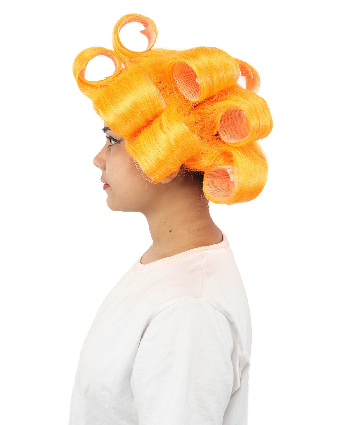 HPO Adult Women's Retro Roller Set Pink Wig | Multiple Color Options, create of synthetic fiber, large cylindrical curler texture, capless cap | Party, Halloween, theater, drag, performance, costume events