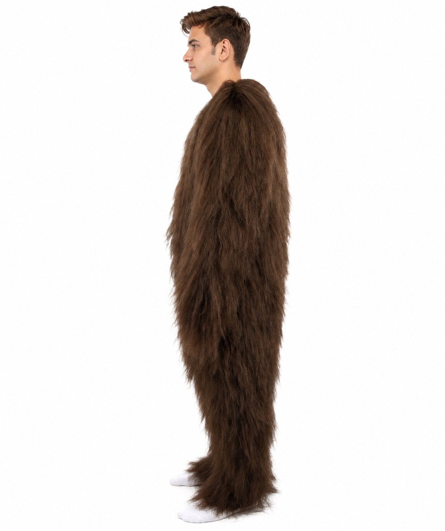 HPO Unisex Extreme Hairy Person Costume, Mask and Bundle - Full-Body Hair Suit Extra-Long Ash Brown Costume Wig for Halloween, Cosplay & Parties
