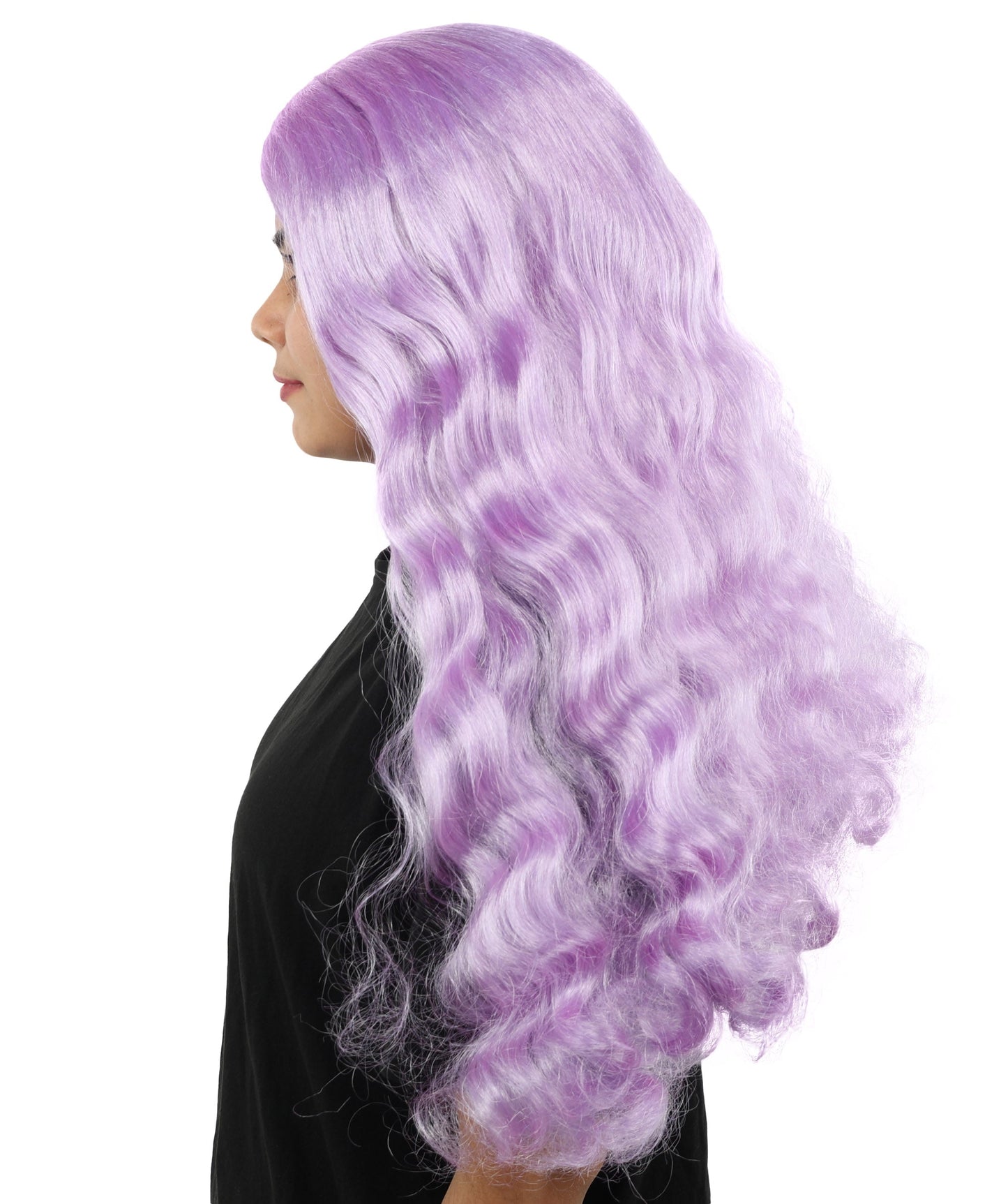 HPO Adult Women's Long Wavy Wig | Multiple Color Options | Center Parted Ginger Curls with Voluminous Ends, Heat Resistant Synthetic Fiber & Breathable Cap | Halloween, Teen Roleplay, Theater, Themed Party & Costume Events