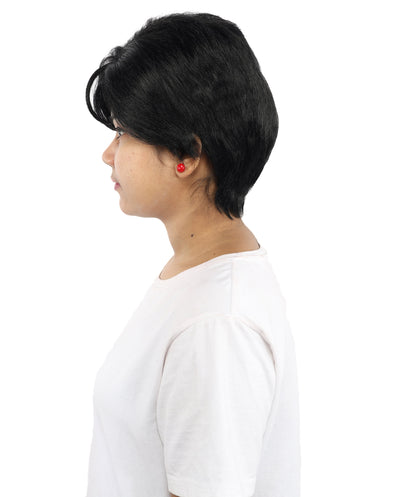 HPO Women’s Short Black Wig | 10 Inch, Sleek and Smooth Bob Hairpiece | Ideal for Cosplay, Costume, and Themed Events
