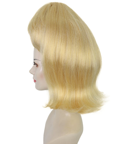 HPO Beehive Style Blonde Wig for Women | Retro 1960s Vintage Hairpiece | Tall Updo Synthetic Wig for Halloween, Theater, Rockabilly & Party Dress-Up