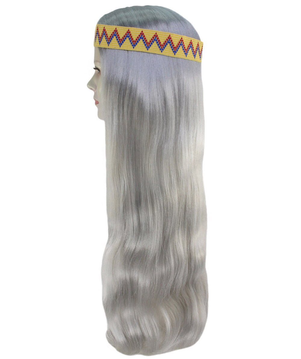 HPO Adult Female WIG Hippie Long with Headband – Boho Multiple Wigs Premium Breathable Capless Cap with Flame Retardant Synthetic Fiber Hair