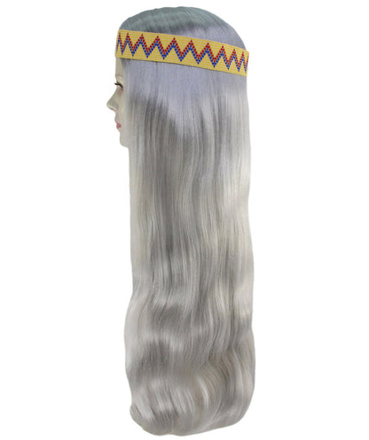 HPO Adult Female WIG Hippie Long with Headband – Boho Multiple Wigs Premium Breathable Capless Cap with Flame Retardant Synthetic Fiber Hair