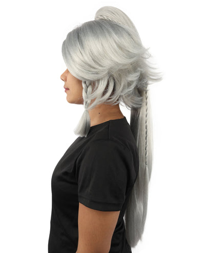 HPO Adult Women's Alien Nature Spirit Hair | Multiple Color Options | Soft Textured Bob with Beaded Braids, Heat Resistant Synthetic Fiber & Breathable Mesh | Halloween, Fantasy Roleplay, Themed Party, Theater & Carnival