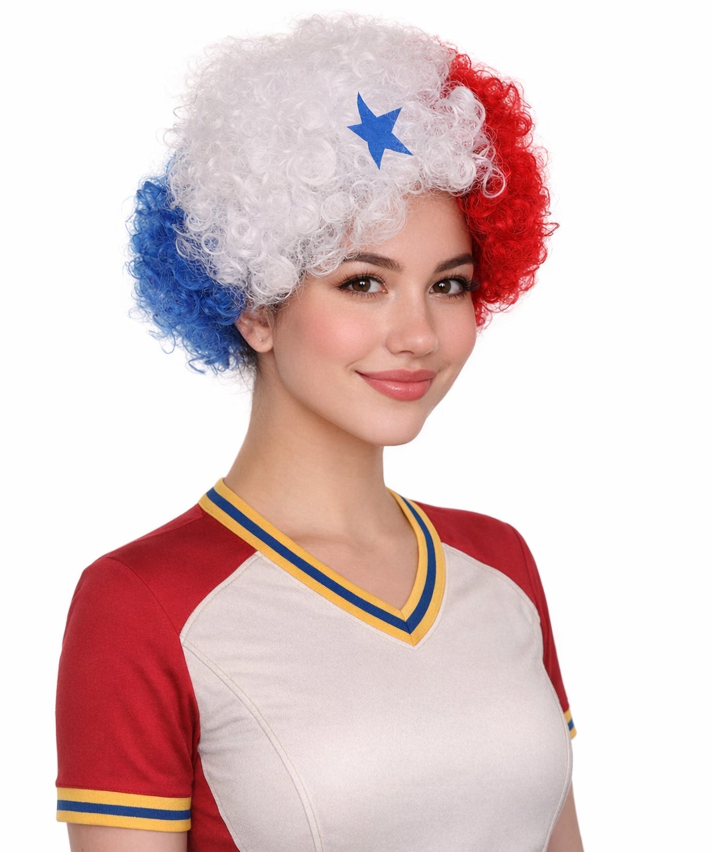 Panama Flag Sport Afro Wig | National Pride Super Size Jumbo Wig