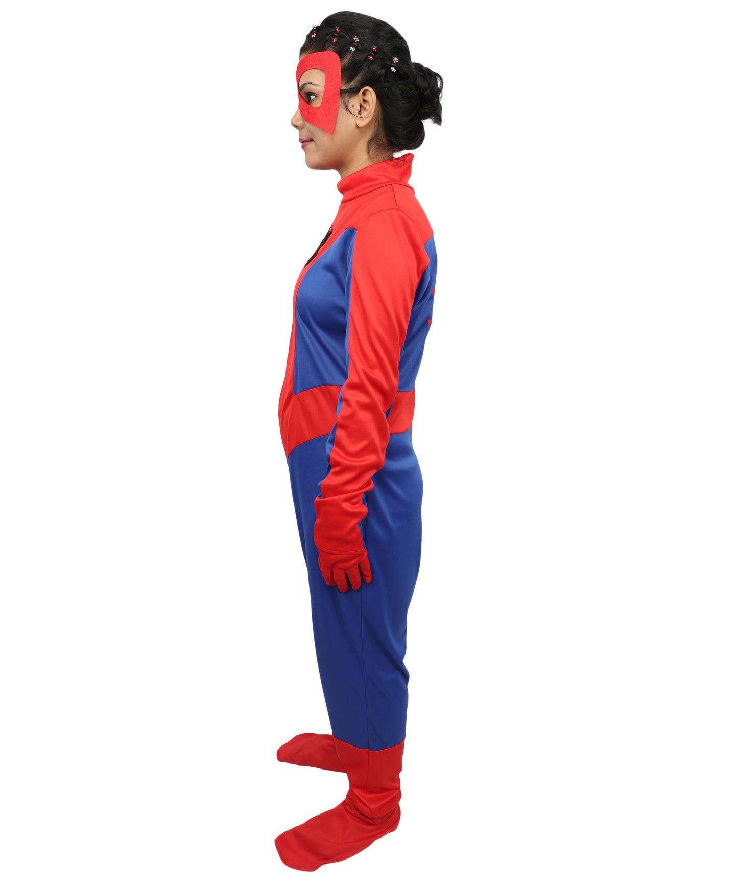 HPO Red & Blue Web Hero Women’s Costume – Superhero Inspired Bold Color Contrast Outfit | Dynamic Presence for Parties
